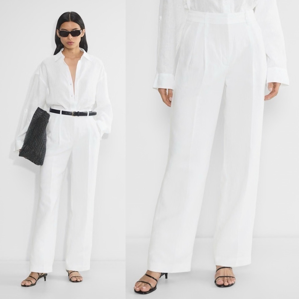 Aritzia- The Effortless Pant CruiseLinen Natural Ecru Size 12 Wide Leg Summer